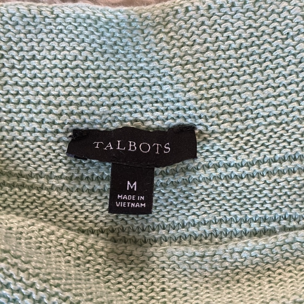 Talbots LINEN BATEAU NECK PULLOVER - TEXTURED STRIPE size M - Picture 10 of 16